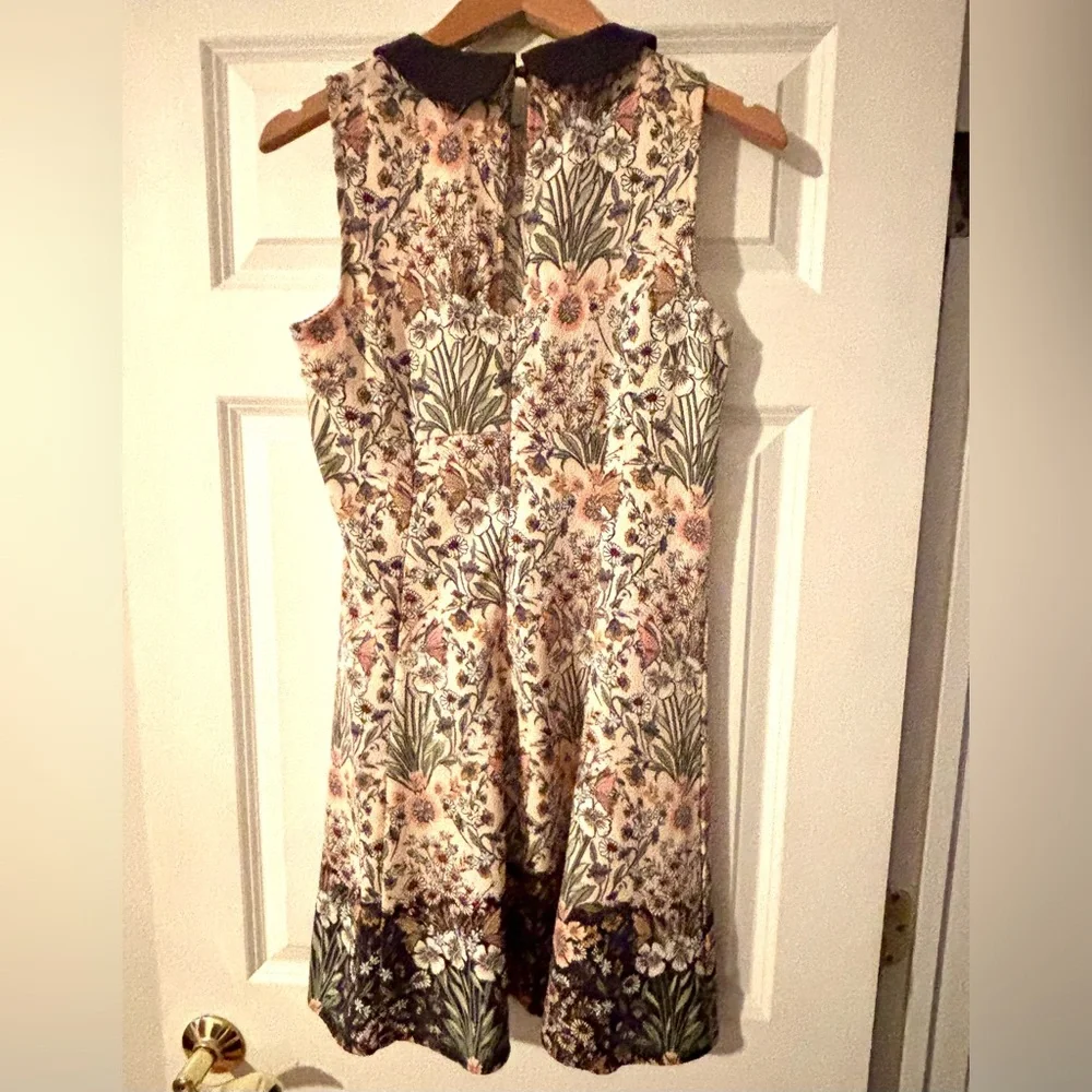 LC Lauren Conrad Floral Print Dress Black Peter Pan Collar Size 6 Cottagecore - Picture 2 of 5